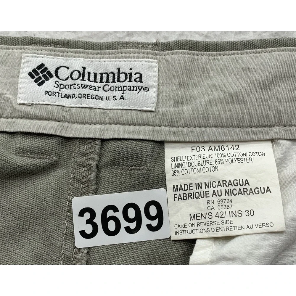 VTG Columbia ROC Cargo Pants Mens‎ 41x30 (Tag 42x30) Wide Leg Zip Pocket Hiking